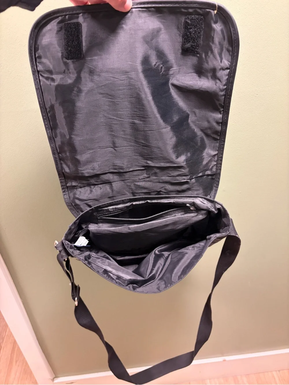Vintage Disney Black Messenger Bag with Mickey & Minnie Graphic